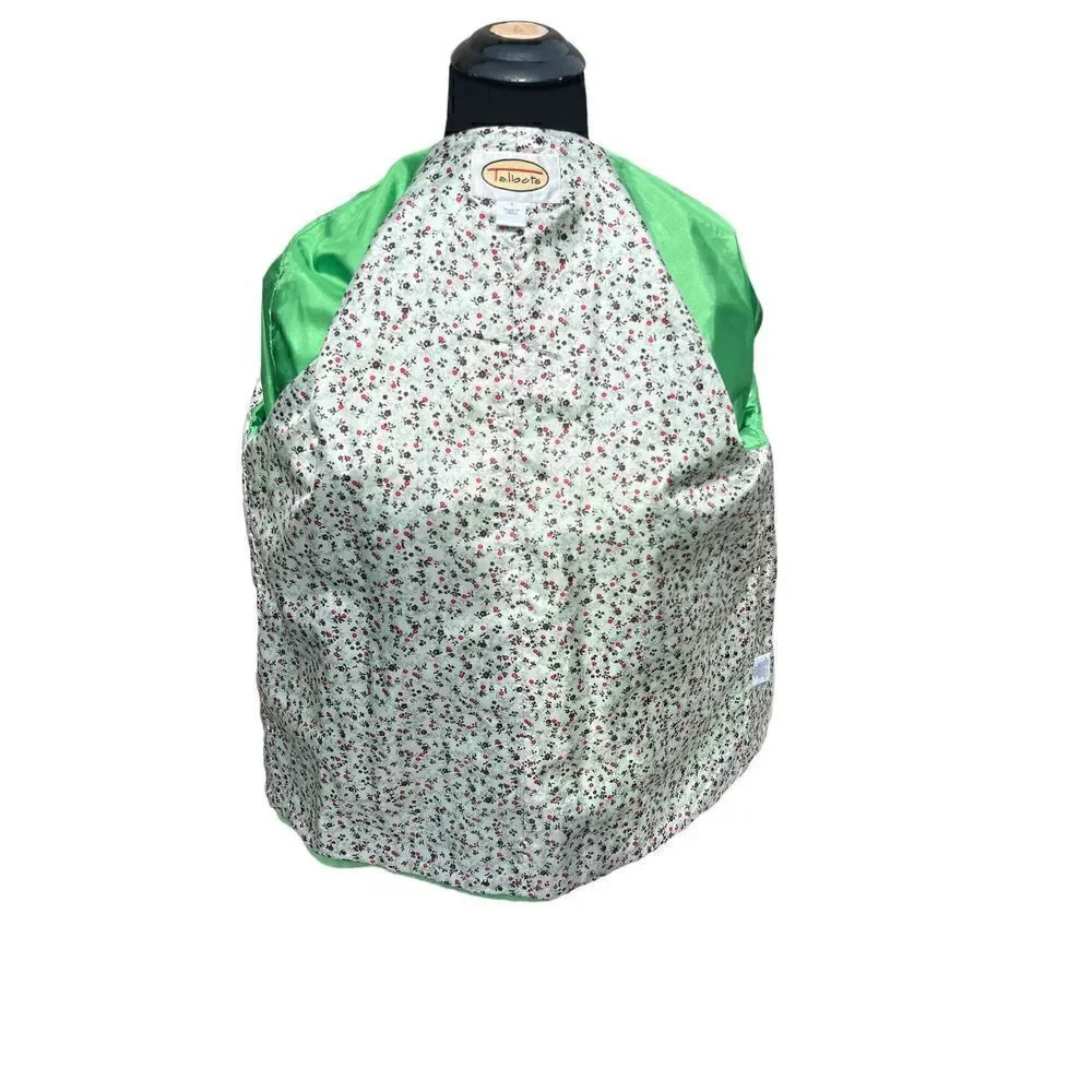 Talbots small vibrant green military style zip up jacket pockets career ￼